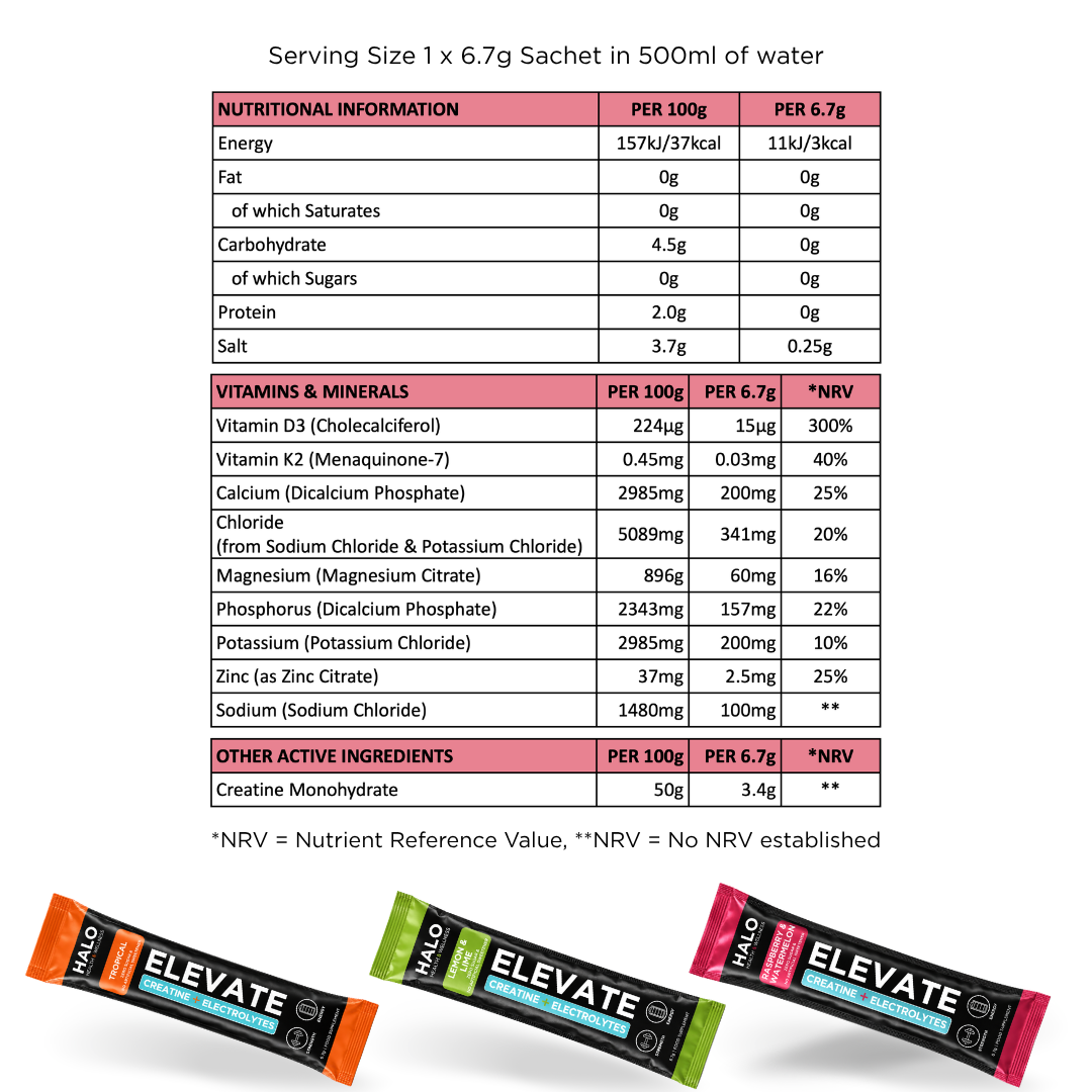 ELEVATE Hydration +Creatine Electrolyte Drinks Sachets