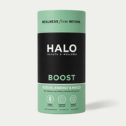 Halo Health & Wellness supplement container on a white background