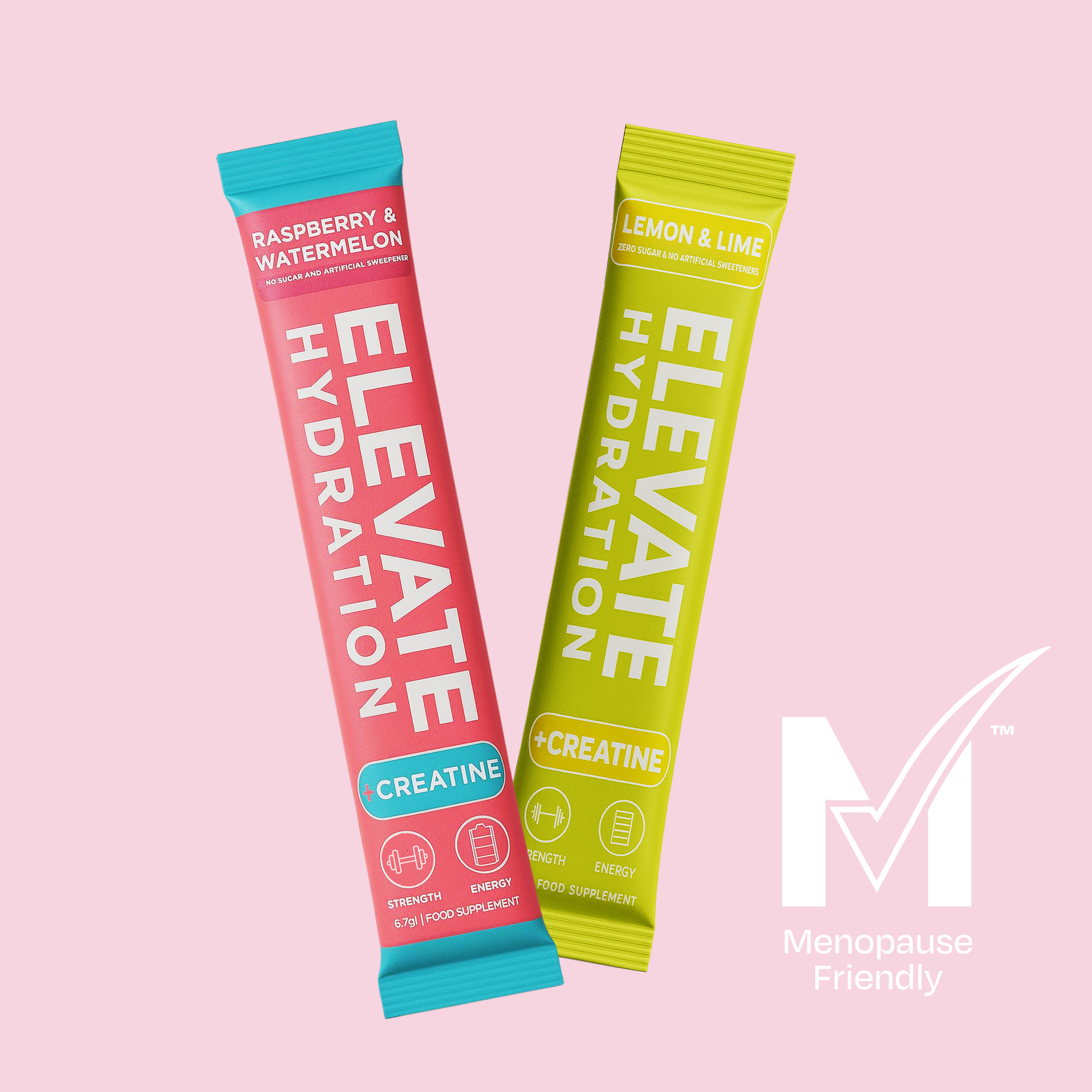 Elevate Hydrate +Creatine GenM MTick Certified Menopause Friendly Raspberry and Watermelon drink sachet