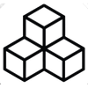 Black and white geometric design of interlocking cubes on a white background