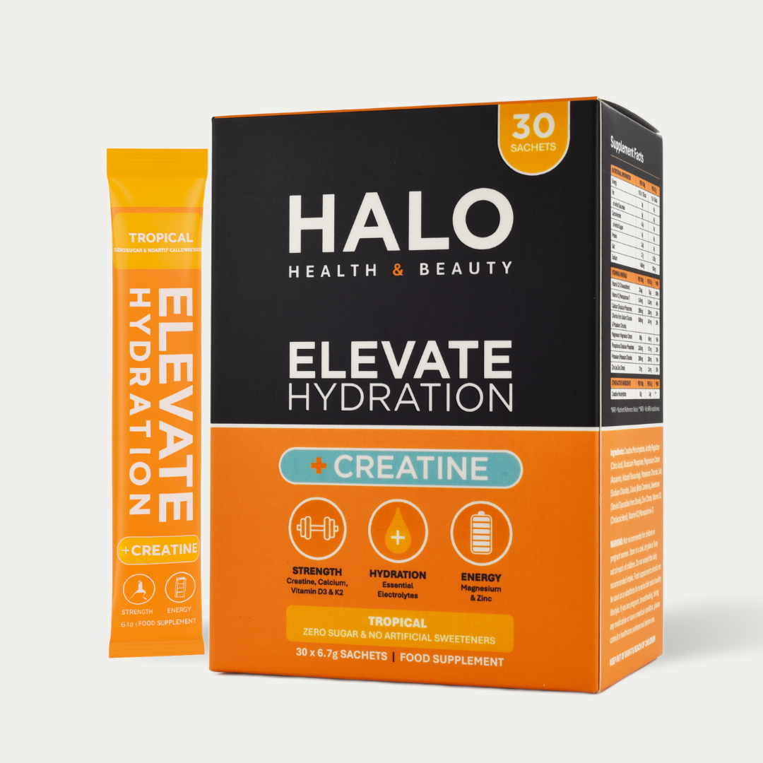 HALO Health & Beauty Elevate Hydration package with a tropical flavour